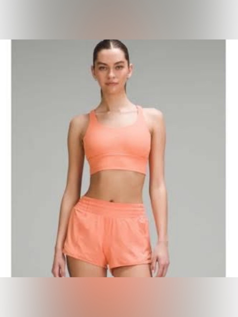 LULULEMON Energy Longline Bra Ribbed Luxtreme Coral/ Orange Size 10